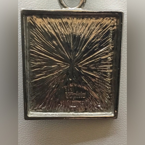 0175 LIA SOFIA RED BLACK STAINED GLASS STYLE ENAMEL SILVERTONE PENDANT NECKLACE - Picture 2 of 3